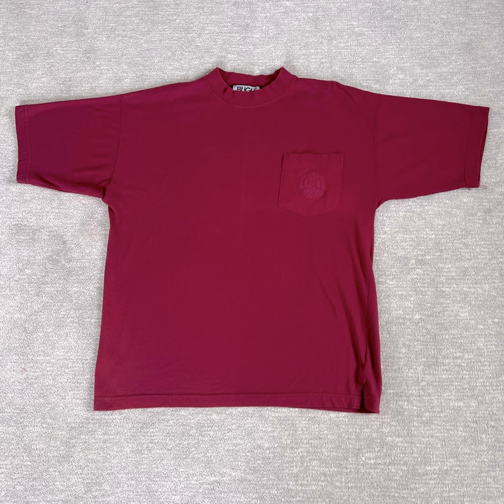 Vintage Bugle Boy Burgundy Mockneck Pocket Tee
